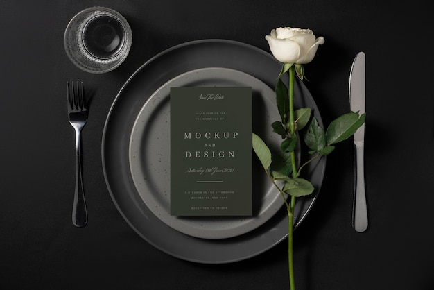 Maquete de design de menu de casamento minimalista