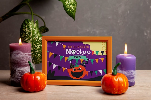 PSD maquete de design de moldura de halloween