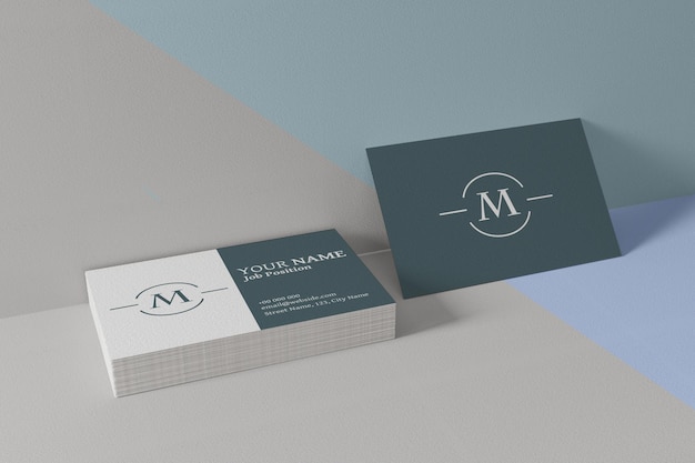 Maquete de dois cartões de visita em branco. projeto de modelo para identidade de marca. conceito de negócio, renderização em 3d