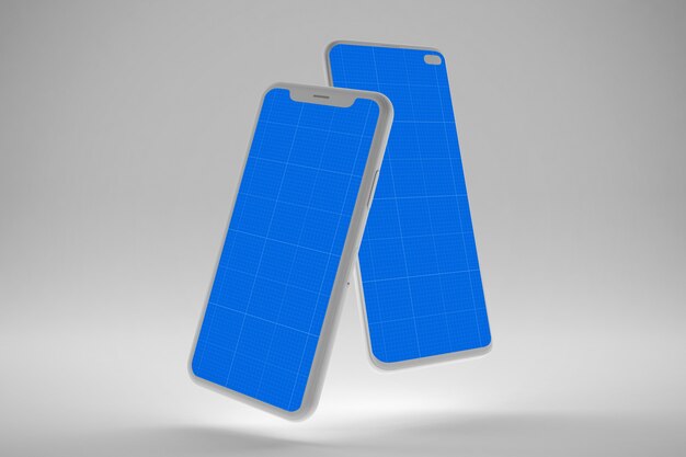 maquete de dois celulares