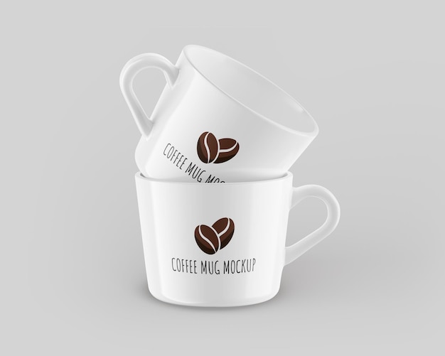 Maquete de duas canecas de café realistas