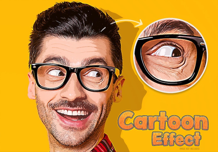 PSD maquete de efeito de foto de quadrinhos desenhos animados