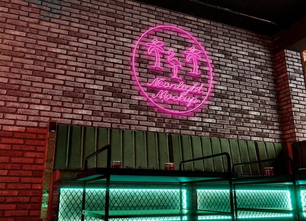 Maquete de efeito de logotipo neon dentro de casa