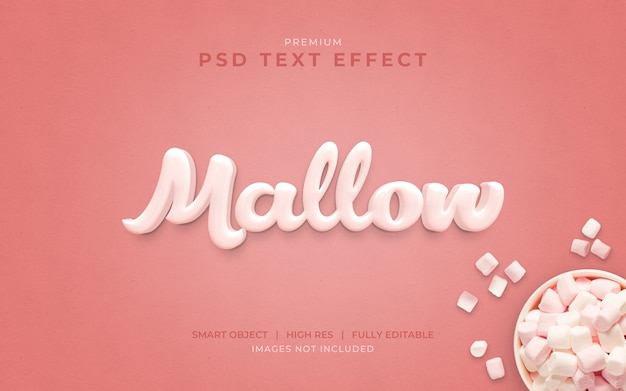 Maquete de efeito de texto PSD de marshmallow