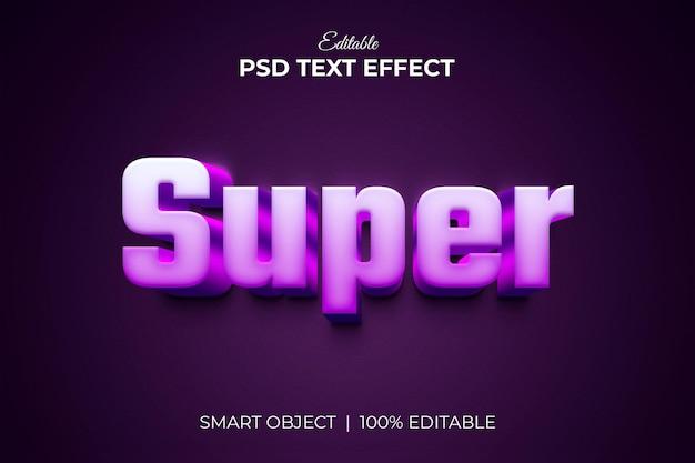 Maquete de efeito de texto super editável 3d PSD premium