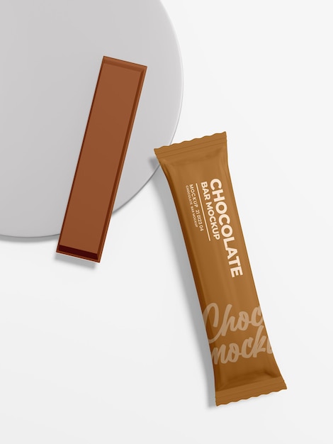 Maquete de embalagem de barra de chocolate de folha brilhante