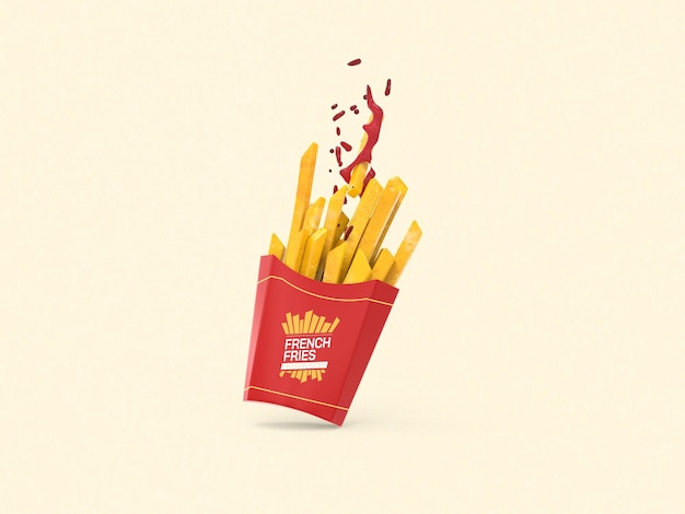 Maquete de embalagem de batata frita