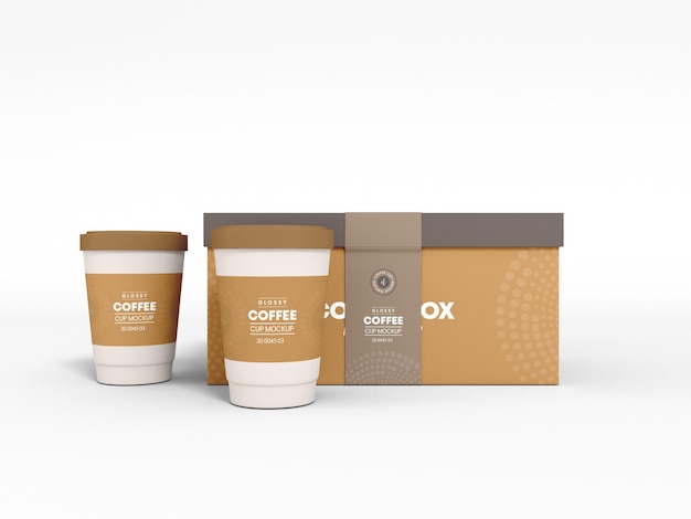 Maquete de embalagem de caixa de copo de café de papel para viagem