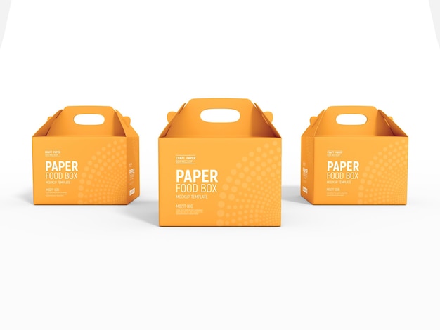 Maquete de embalagem de caixa de entrega de alimentos em papel