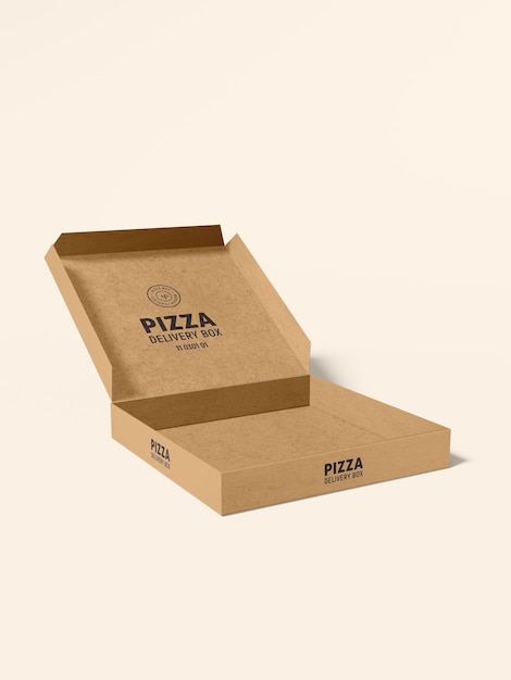 Maquete de embalagem de caixa de entrega de pizza de papel kraft