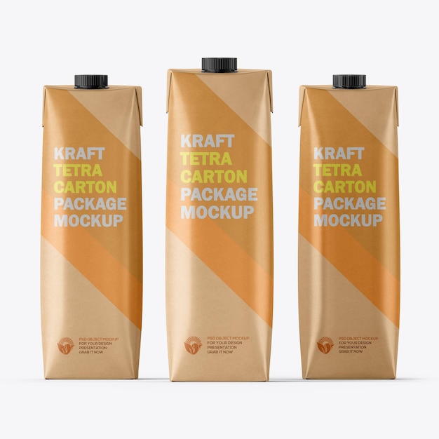 Maquete de embalagem de caixa de suco de papel Kraft tetra