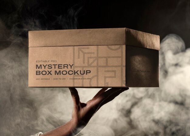 Maquete de embalagem de caixa misteriosa