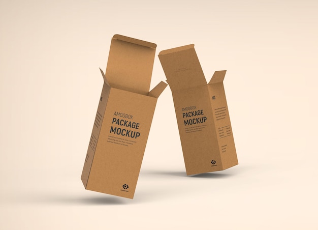 PSD maquete de embalagem de caixa retangular longa de papelão isolado