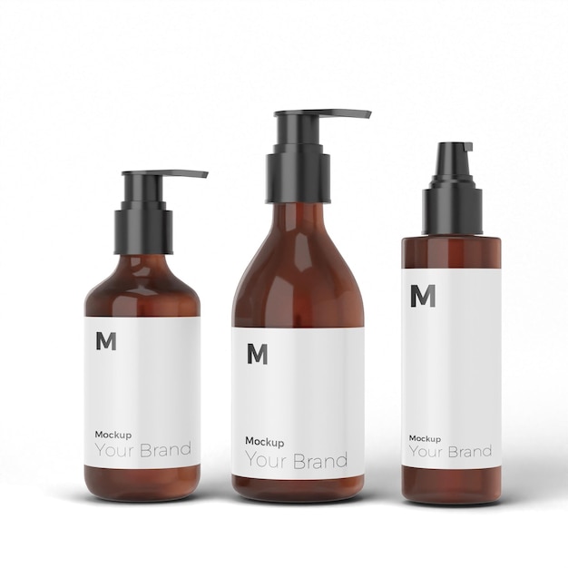 Maquete de embalagem de frasco cosmético marrom 3D