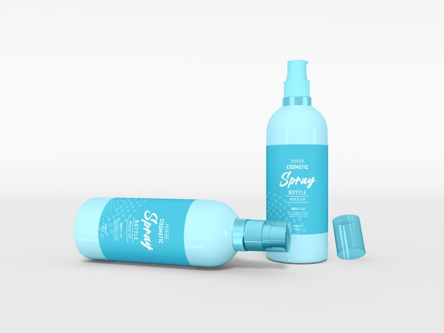 Maquete de embalagem de frasco de spray cosmético brilhante