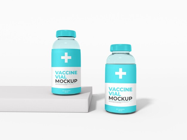 PSD maquete de embalagem de frasco de vacina de vidro