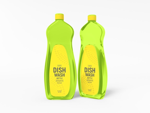 PSD maquete de embalagem de garrafa de lavagem de louça com líquido transparente