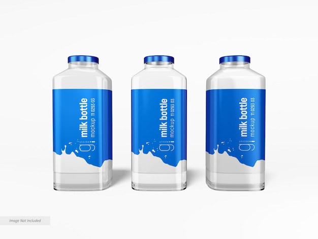 Maquete de embalagem de garrafa de leite de vidro