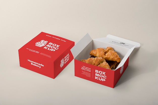 Maquete de embalagem de padaria croissant