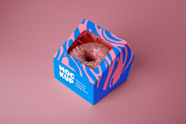 Maquete de embalagem de padaria de donuts