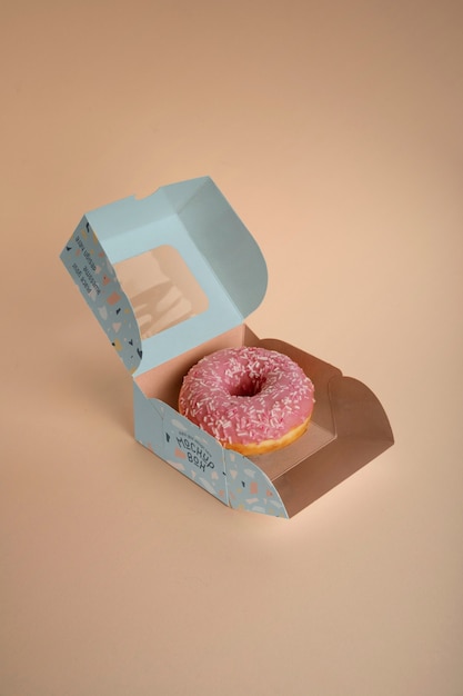 Maquete de embalagem de padaria de donuts