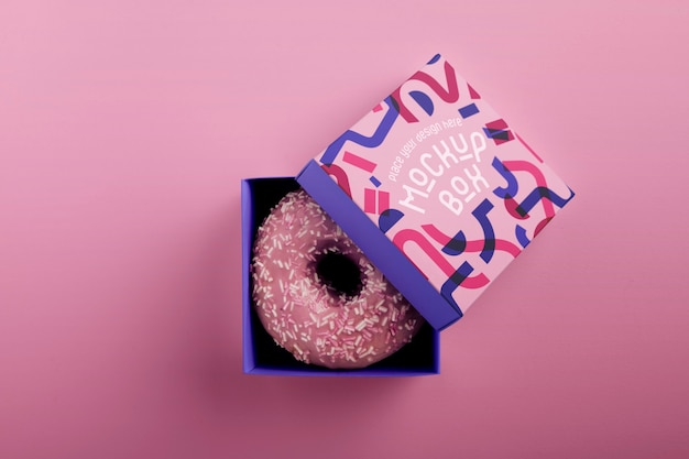 Maquete de embalagem de padaria de donuts
