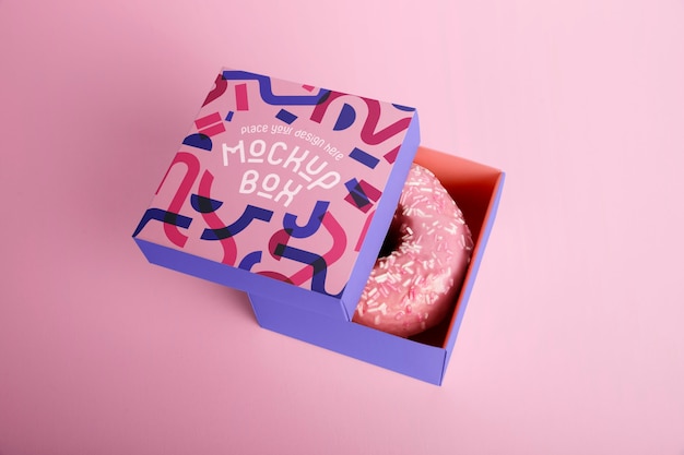 Maquete de embalagem de padaria de donuts