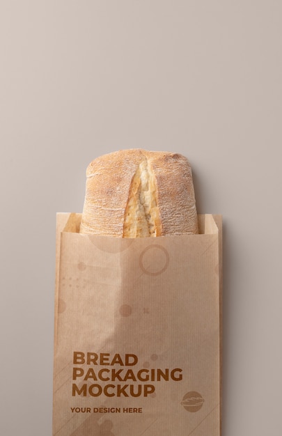 Maquete de embalagem de pão biológico minimalista