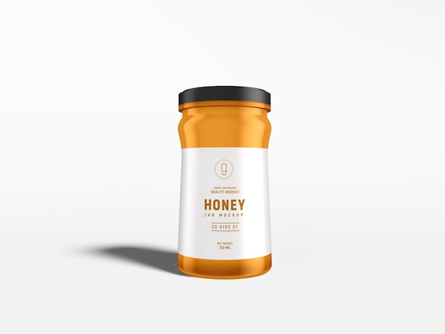 Maquete de embalagem de pote de mel de vidro