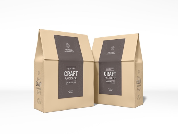 Maquete de embalagem de saco de café de papel kraft