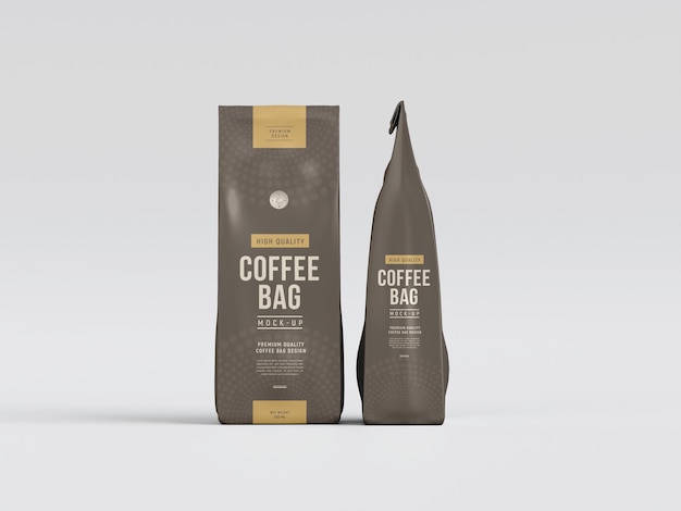 Maquete de embalagem de saco de café em folha