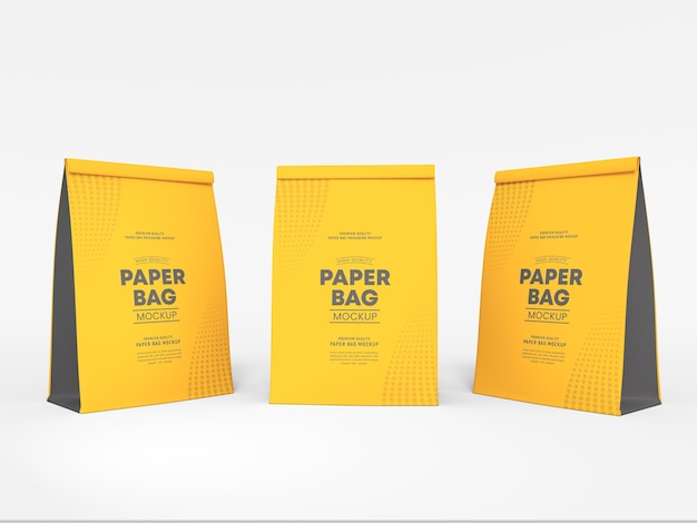 Maquete de embalagem de saco de papel dobrado
