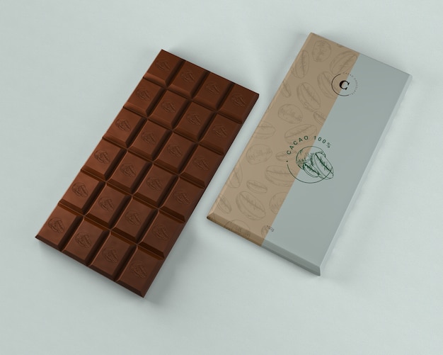 Maquete de embalagem de tablet de chocolate