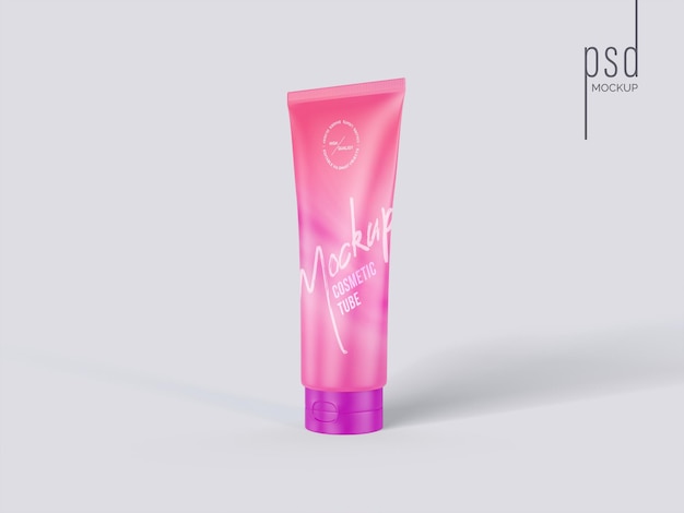 Maquete de embalagem realista de tubo cosmético vista frontal para branding e identidade