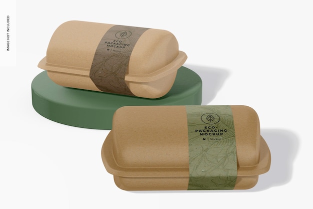 Maquete de Embalagens de Alimentos Biodegradáveis Pequenas