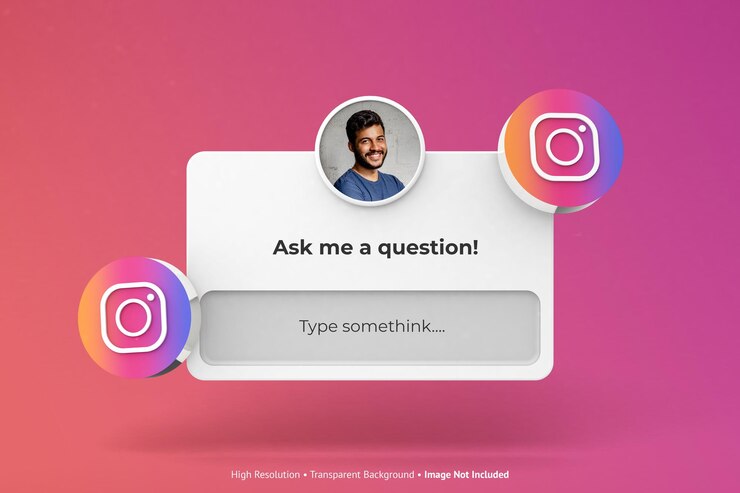 PSD maquete de engajamento de perguntas de mídia social 3d do instagram