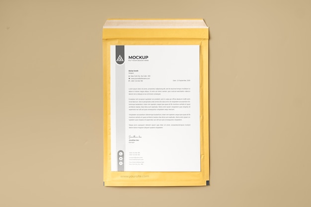 Maquete de envelope a4 minimalista