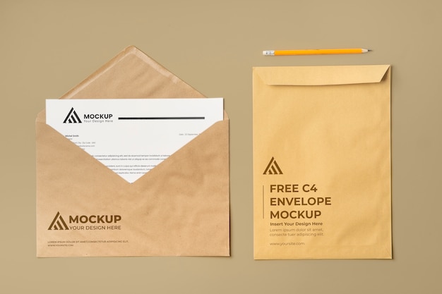 PSD maquete de envelope a4 minimalista