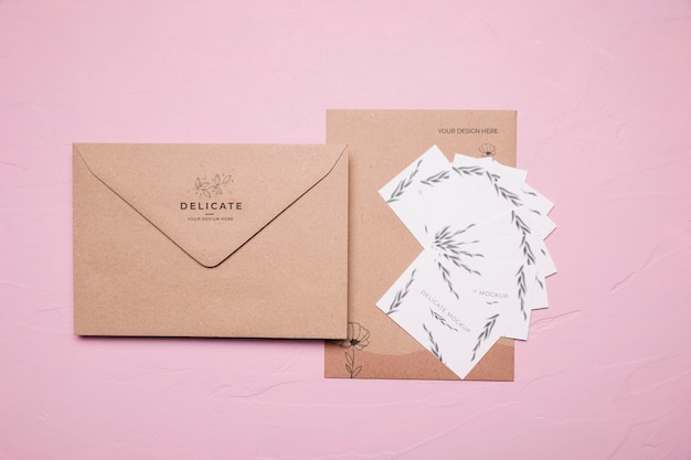 PSD maquete de envelope de design floral