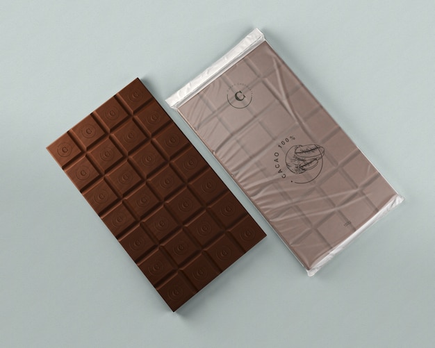Maquete de envolvimento de folha de chocolate