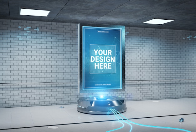 Maquete de estação de metrô intunnel de outdoor futurista