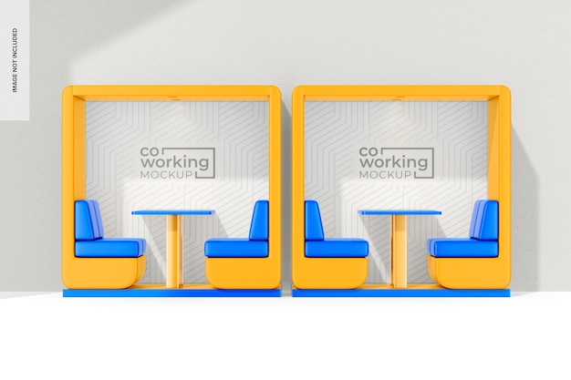 Maquete de estandes de coworking