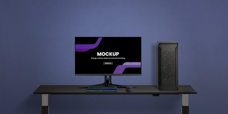 PSD maquete de exibição de computador para jogos