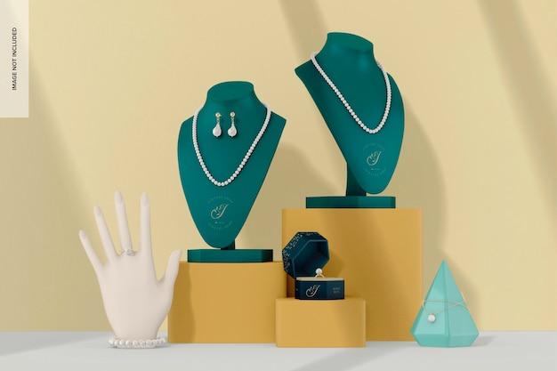 Maquete de exibição de joias, com mão