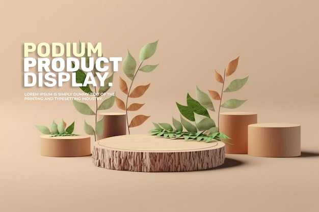 PSD maquete de exibição de palco de pódio de madeira para cena de apresentação de produto para exibição de produto renderização em 3d