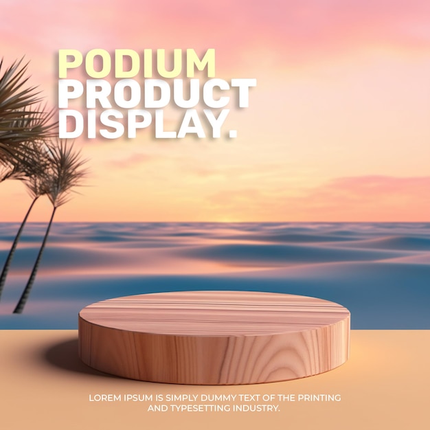 PSD maquete de exibição de produto de palco de pódio elegante e natural de verão para apresentação de produto de show