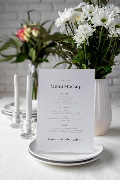 Maquete de exibição do menu da mesa