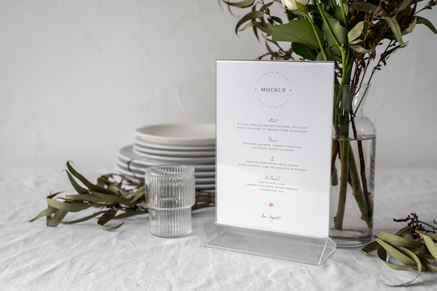 Maquete de exibição do menu da mesa