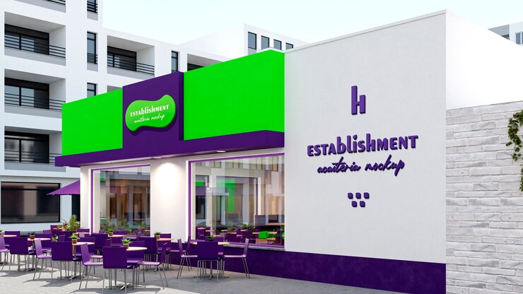 PSD maquete de fachada de estabelecimento comercial de açaí