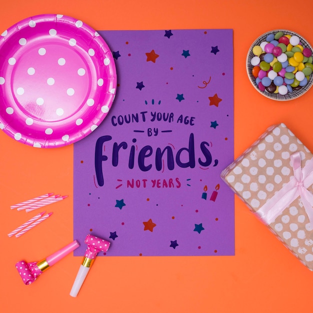 Maquete de feliz aniversário conte sua idade por amigos